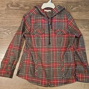 ❤️ PENDLETON VIRGIN WOOL PLAID HOODED SHIRT JACKET, MP (MEDIUM PETITE)